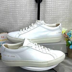 (S7) Common Projects leather Women's White Achilles Low Top Sneakers, Size 8
